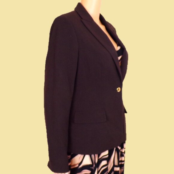 CALVIN KLEIN size 8 chocolate-brown blazer polyester/rayon/spandx dry clean only - Picture 4 of 15